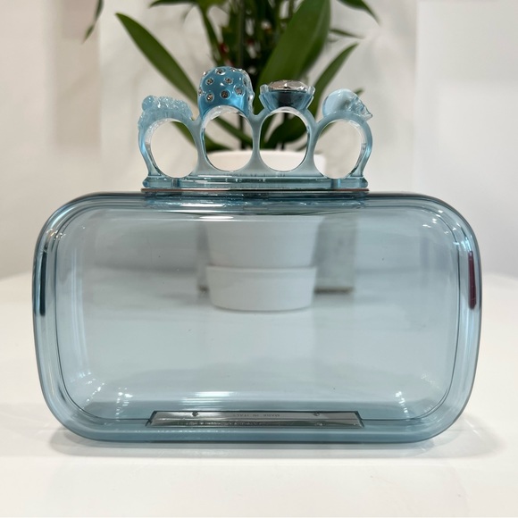 Alexander McQueen Skull Four Ring embellished acrylic clutch - Picture 7 of 14
